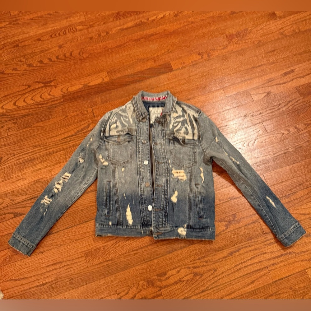 Mens distressed denim jacket
